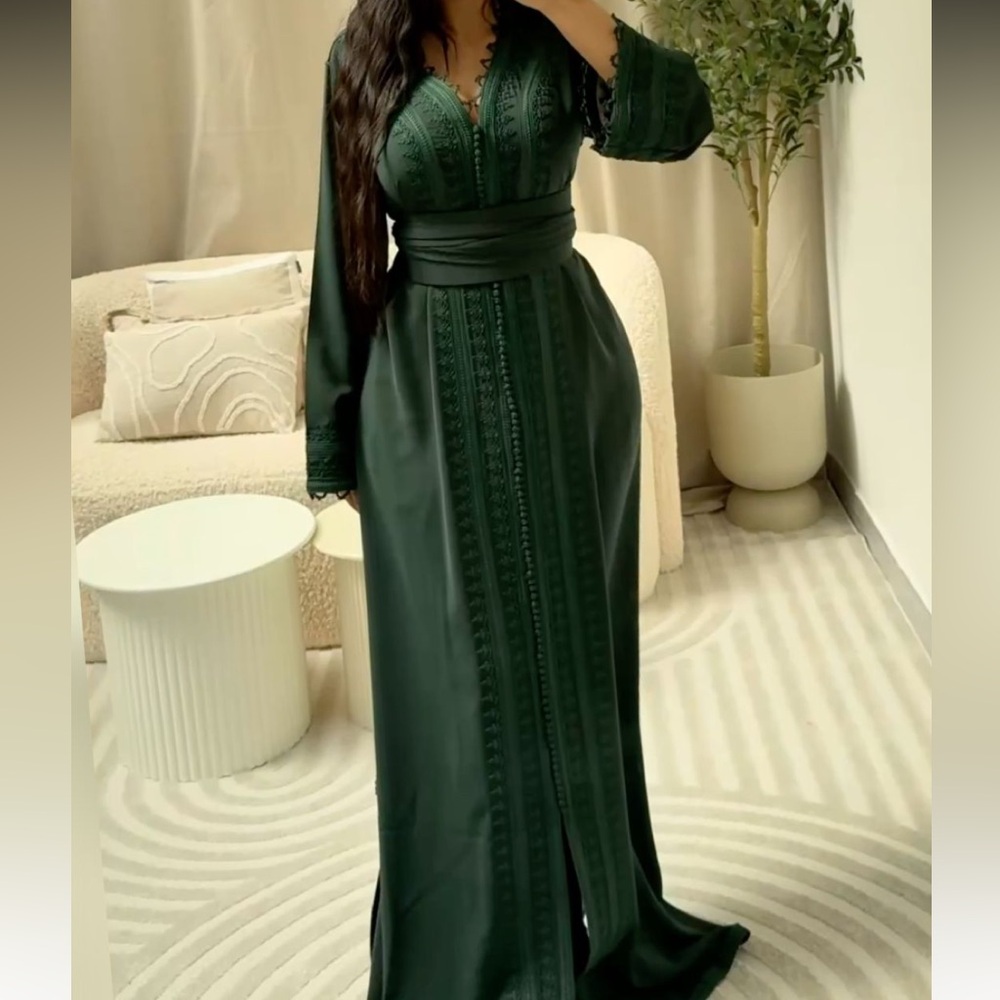 Elegant & Simple Green Caftan